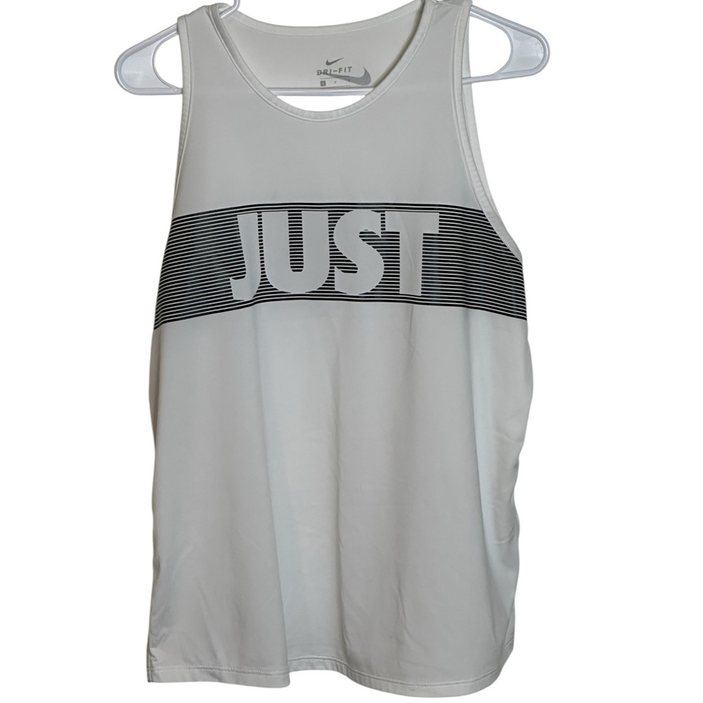 Nike White Tank Top with Black Just Do It Design